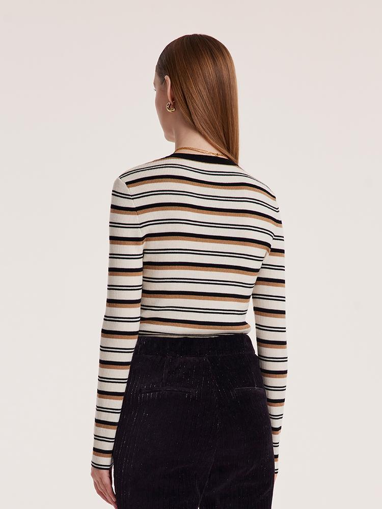 Machine Washable Wool Striped Sweater GOELIA