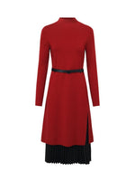 Mock Neck Long Sweater And Pleated Skirt Two-Piece Set GOELIA