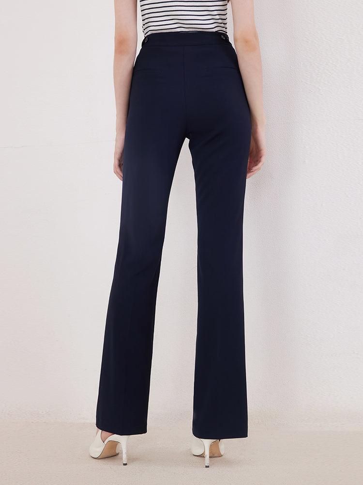 Dark Blue Slim Slit Pants GOELIA