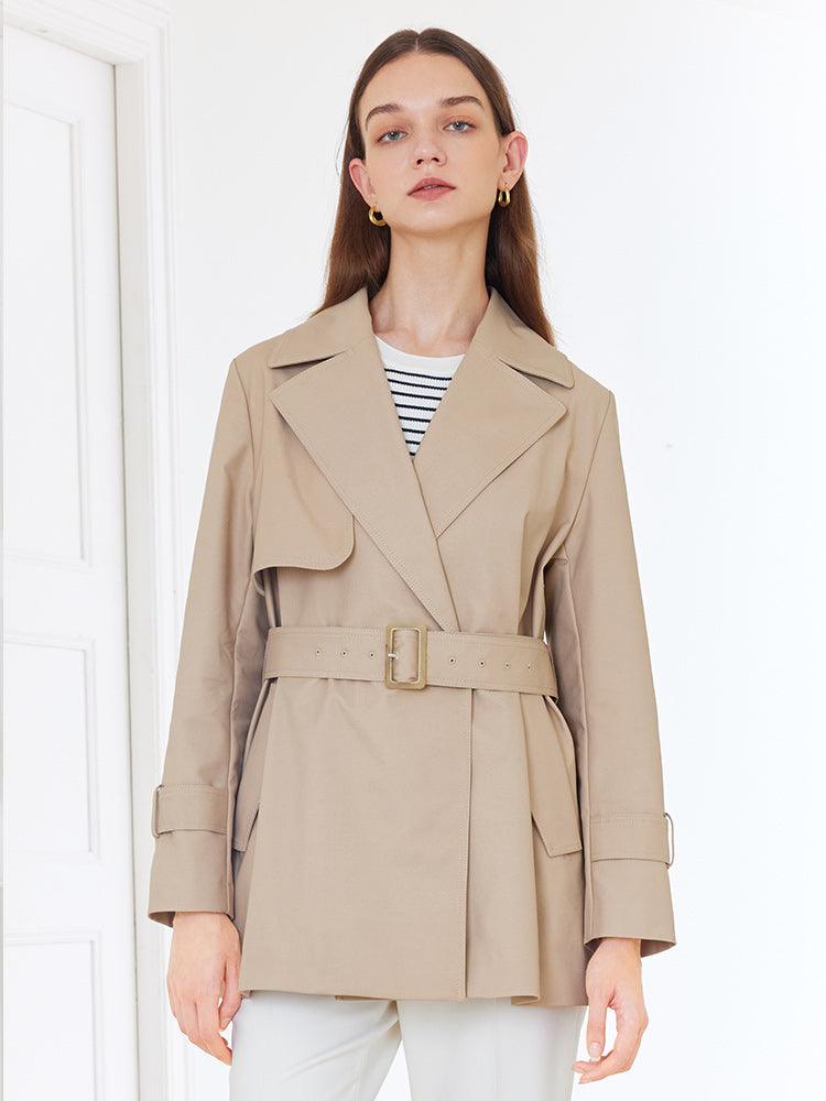 Crop Trench Coat With Belt GOELIA