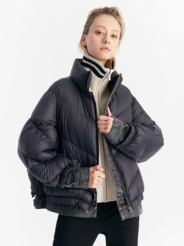 Patchwork Denim Goose Down Jacket GOELIA