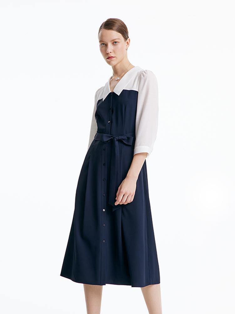 Dark Navy Patchwork Dress