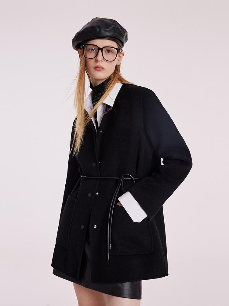 Tencel Wool Double-Faced Coat With Belt GOELIA