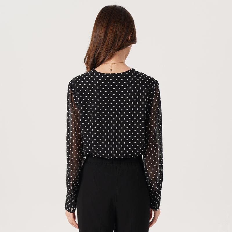 10 MM Georgette Silk Polka Dots Shirt GOELIA