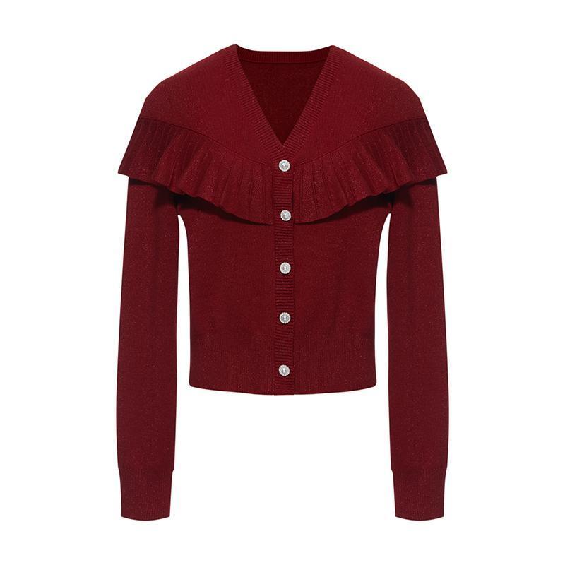 Tencel And Wool Ruffle Cardigan GOELIA