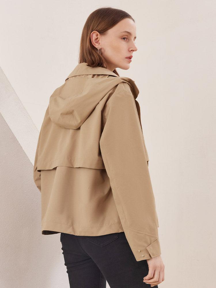 Camel Waterproof Cropped Trench Coat GOELIA