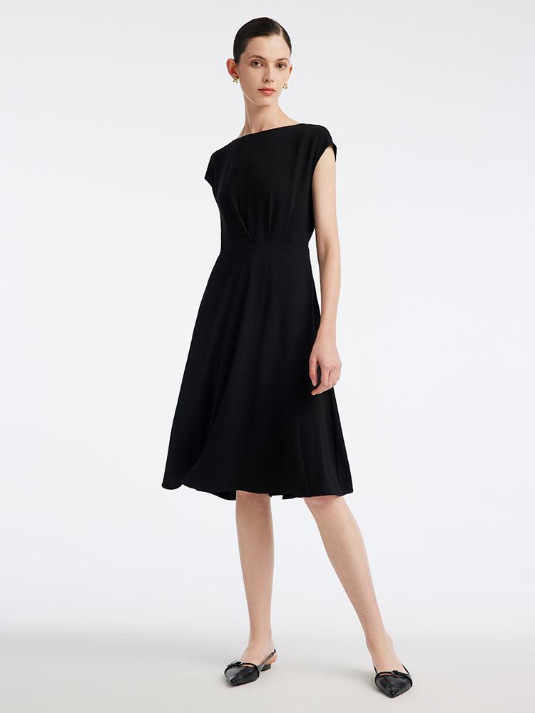 Black Acetate Slash Neck Midi Dress GOELIA