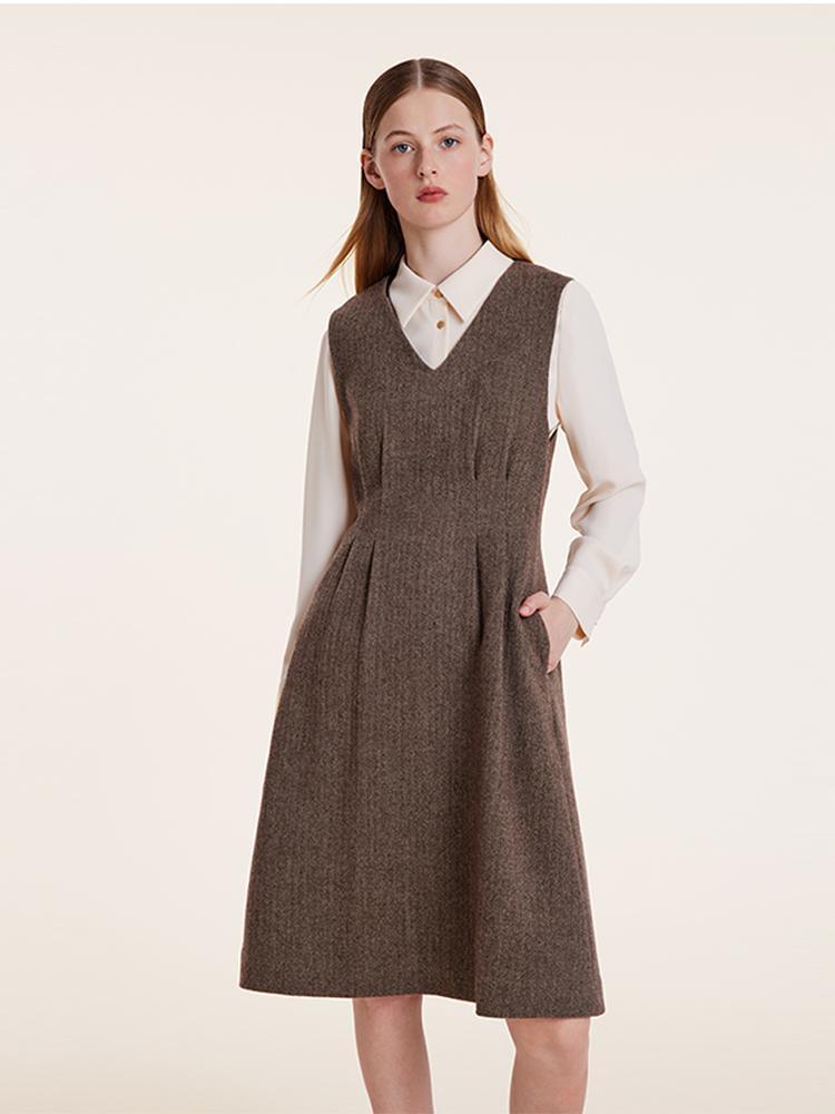 Washable Wool Vest Dress And Shirt Two-Piece Set GOELIA