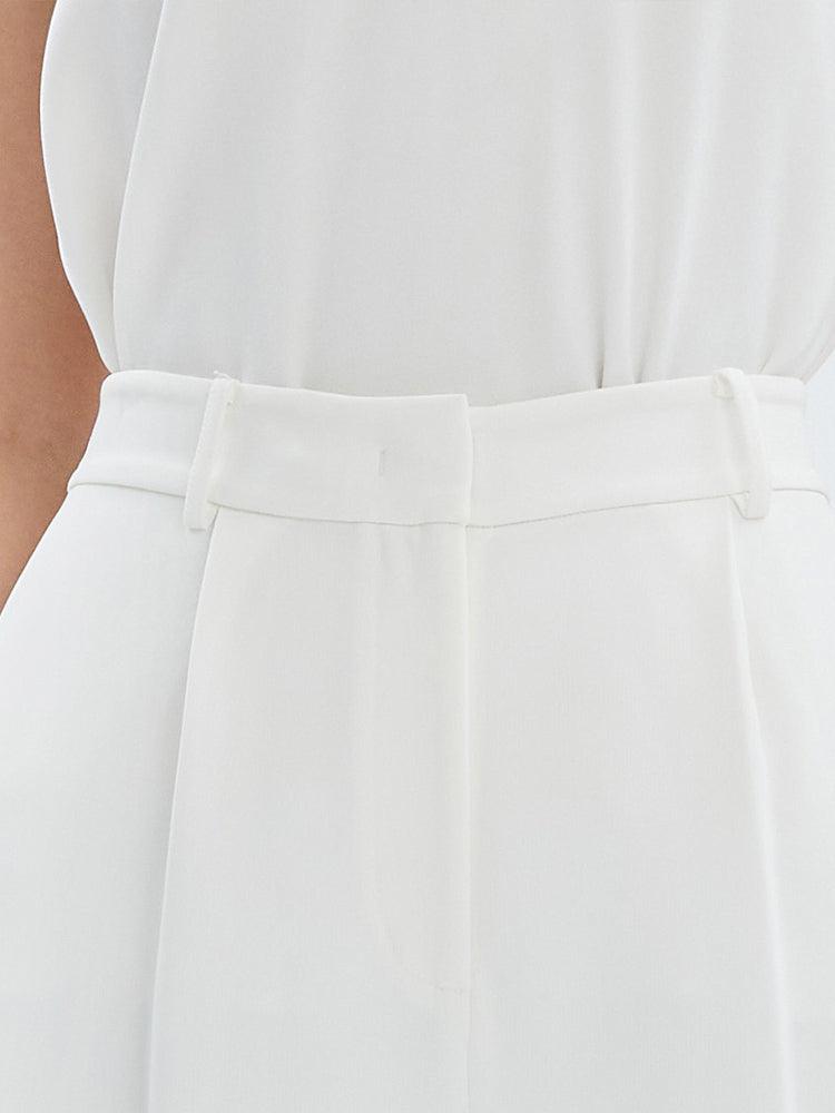 White Triacetate High-Waisted Shorts GOELIA