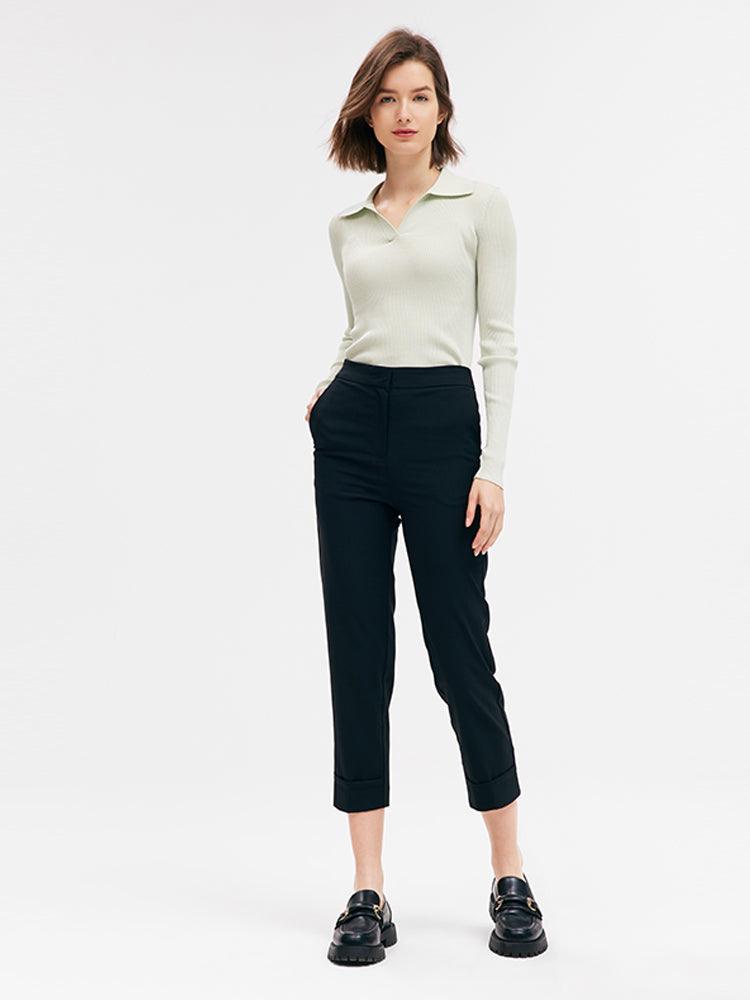 Machine Washable Worsted Wool Tapered Pants GOELIA