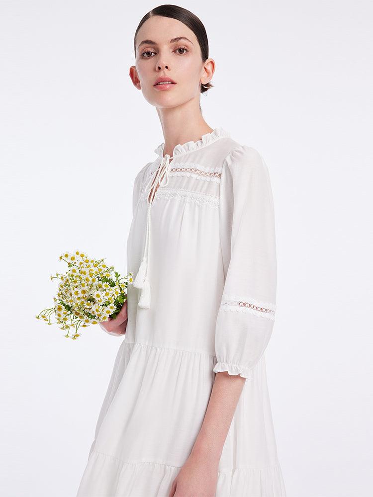 White Acetate Hollow Dress GOELIA