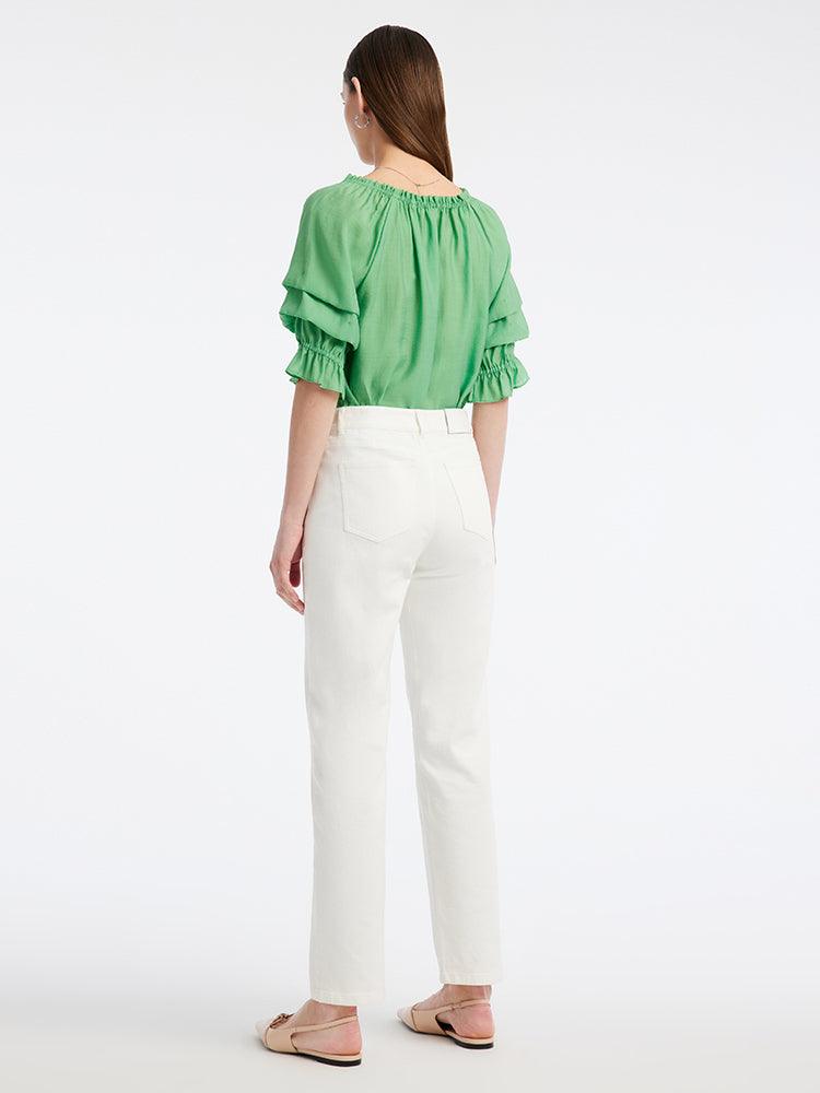 One-neck Puff Sleeve Short Tops GOELIA