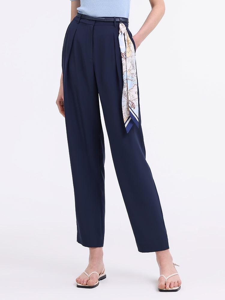 Triacetate Tapered Pants With Belt And Silk Scarf GOELIA