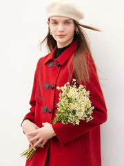 Chili Red Woolen Coat GOELIA