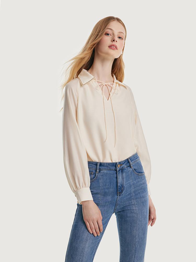 Loose-fitting V-neck Acetate Blouse GOELIA