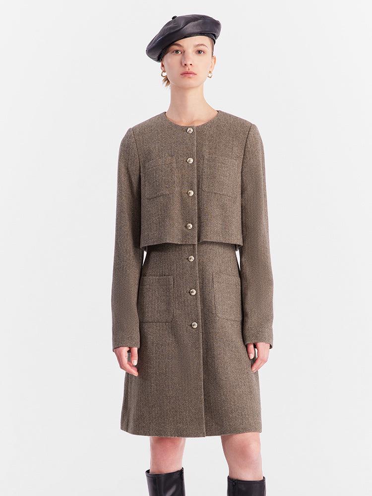 Brown Washable Double-Layer Dress GOELIA