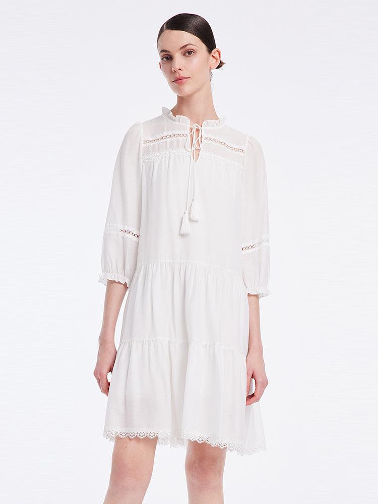 White Acetate Hollow Dress GOELIA