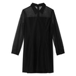 Black See-Through Bow Mini Dress GOELIA