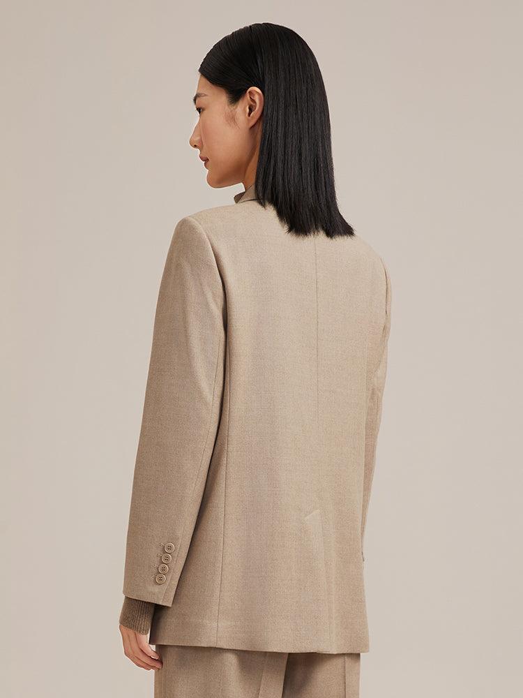 Khaki Worsted Woolen Blazer GOELIA