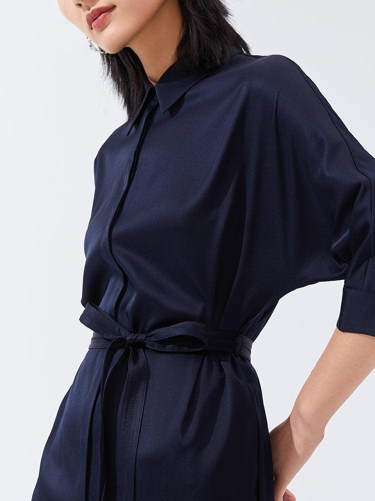 Silk Shirt-Style Oversized Dress GOELIA