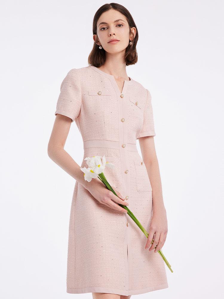 Light Pink Waist-Skimming Dress GOELIA