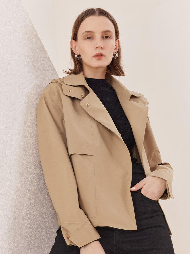 Camel Waterproof Cropped Trench Coat GOELIA