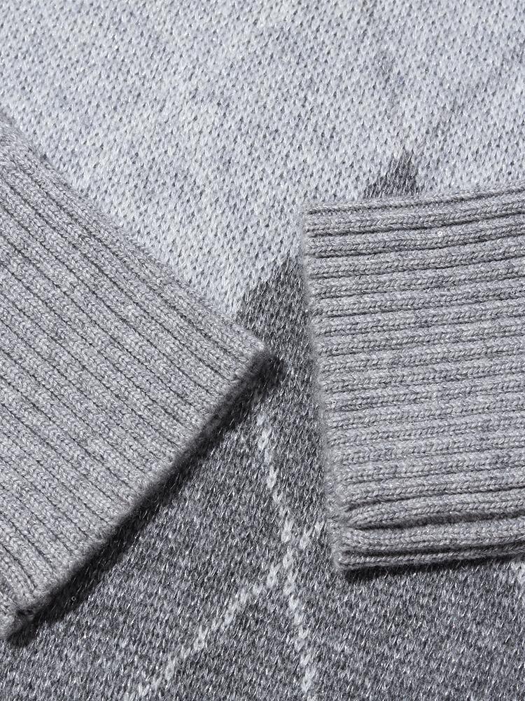 Grey Wool Jacquard Sweater GOELIA