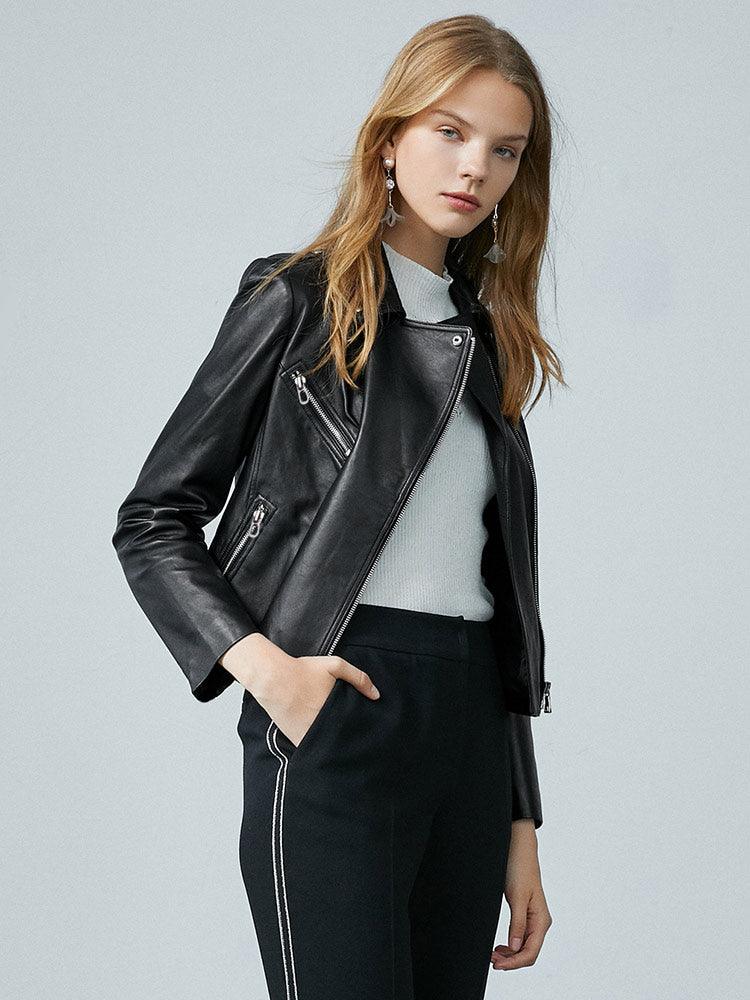 Sheep Leather Lapel Jacket GOELIA