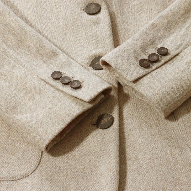 Vintage Cream Khaki & Brown Color Block Blazer GOELIA