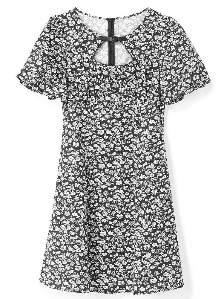 Cotton Floral Puff Sleeve Dress GOELIA