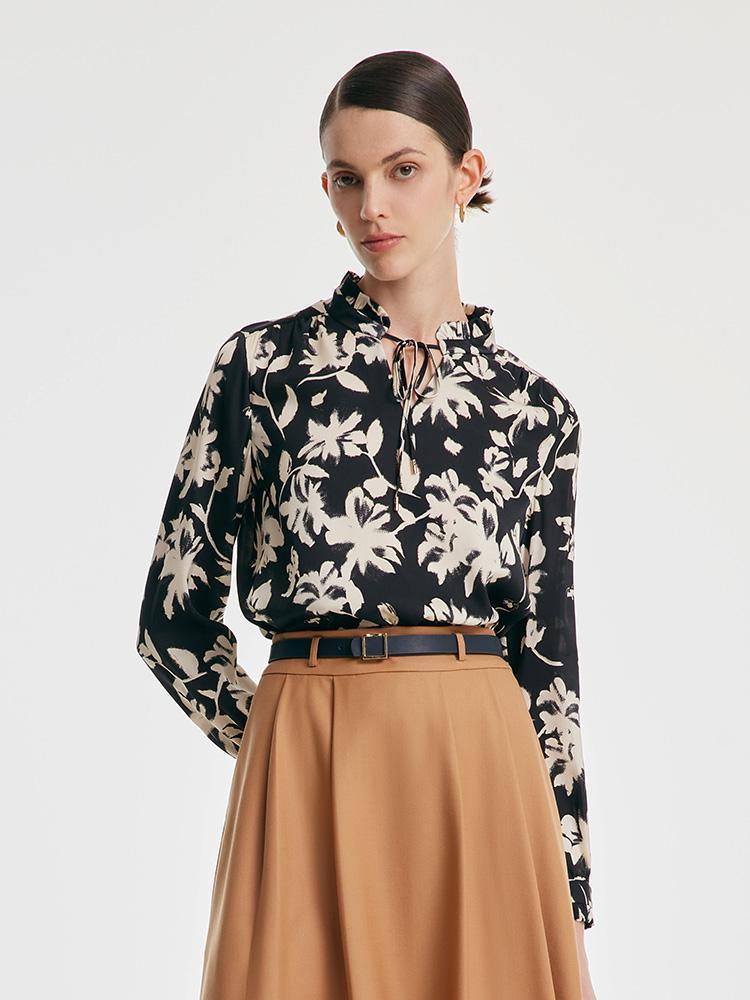 19 Momme Stretch Silk Printed Woven Blouse