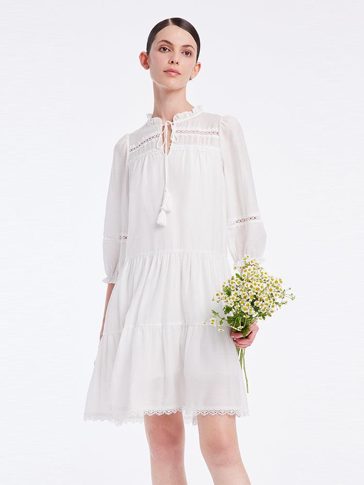 White Acetate Hollow Dress GOELIA