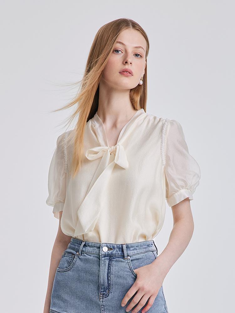 Bow Tie Ribbon Blouse GOELIA