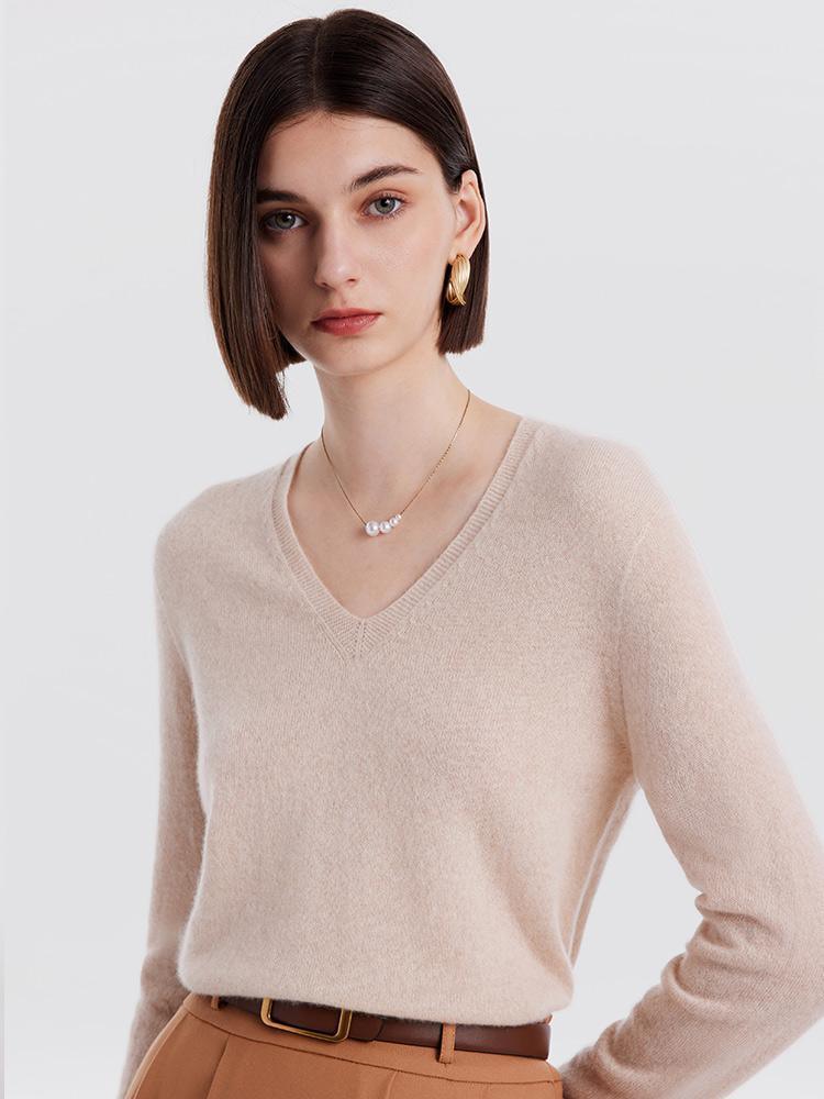 Seamless Cashmere V-Neck Sweater GOELIA