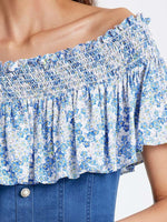 Denim Dress With Patchwork Floral GOELIA