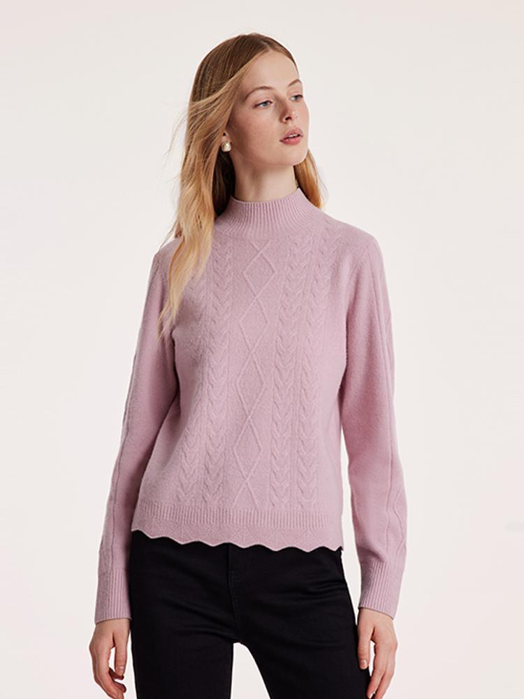 Pink Mock Neck Wool Sweater GOELIA