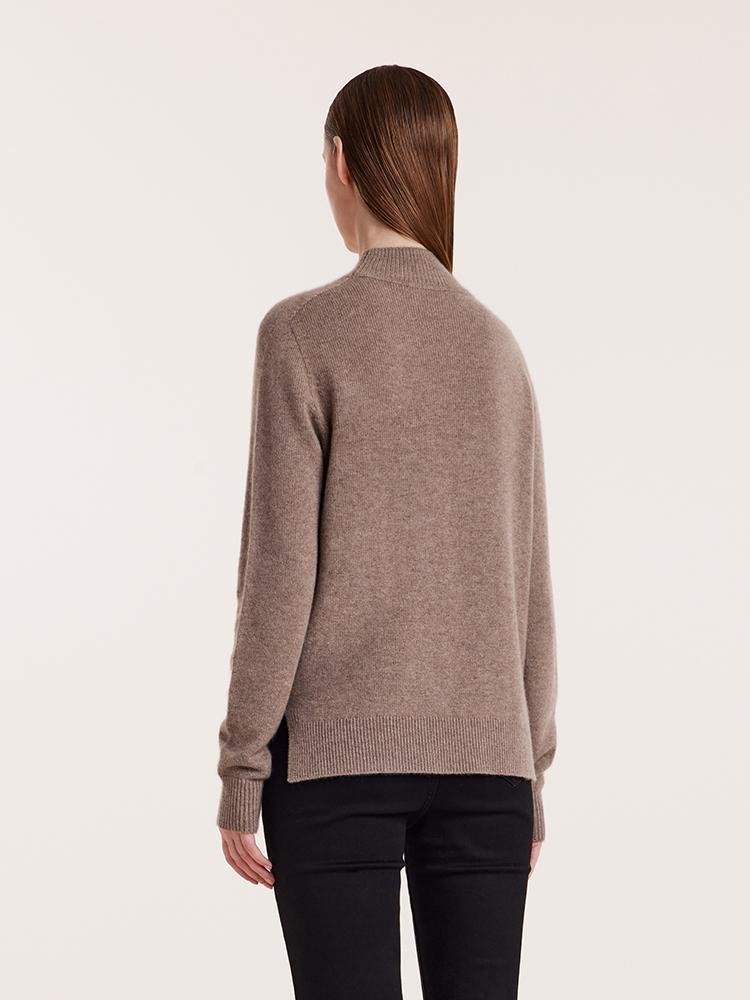 Pure Cashmere Seamless Mock Neck Slim Sweater GOELIA