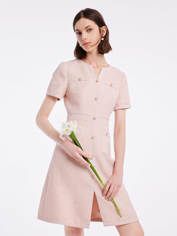 Light Pink Waist-Skimming Dress GOELIA