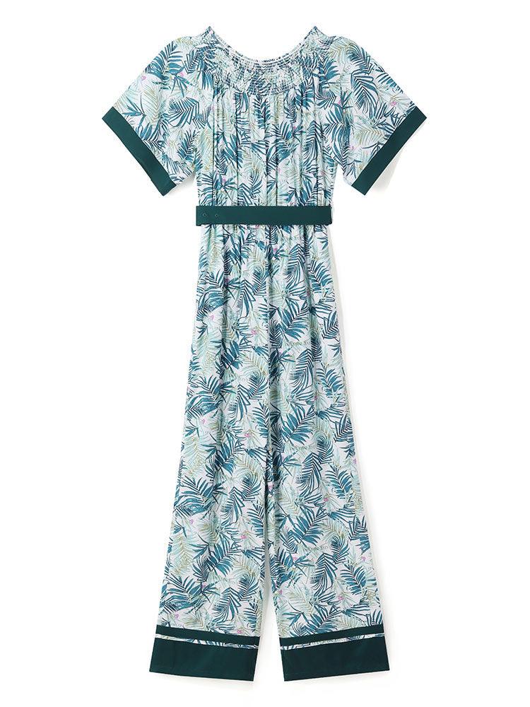 One-Shoulder Floral Print Jumpsuit GOELIA