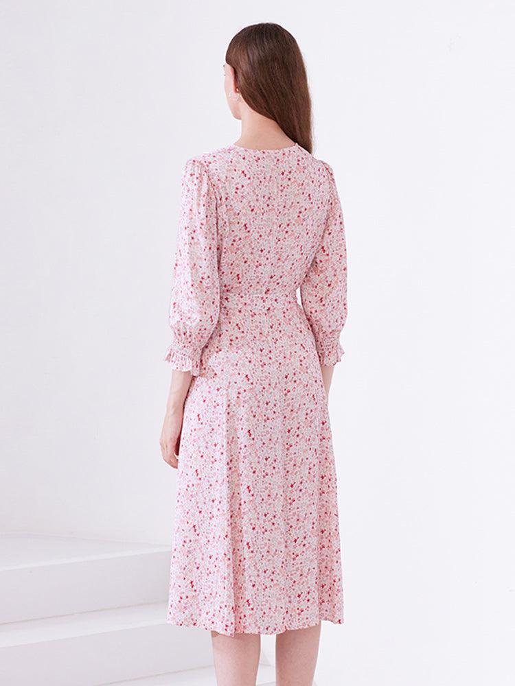 Pink  Sweet Cherry Print Dress GOELIA