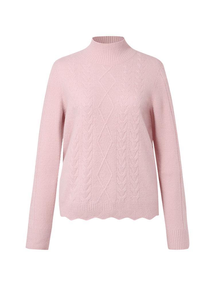 Pink Mock Neck Wool Sweater GOELIA