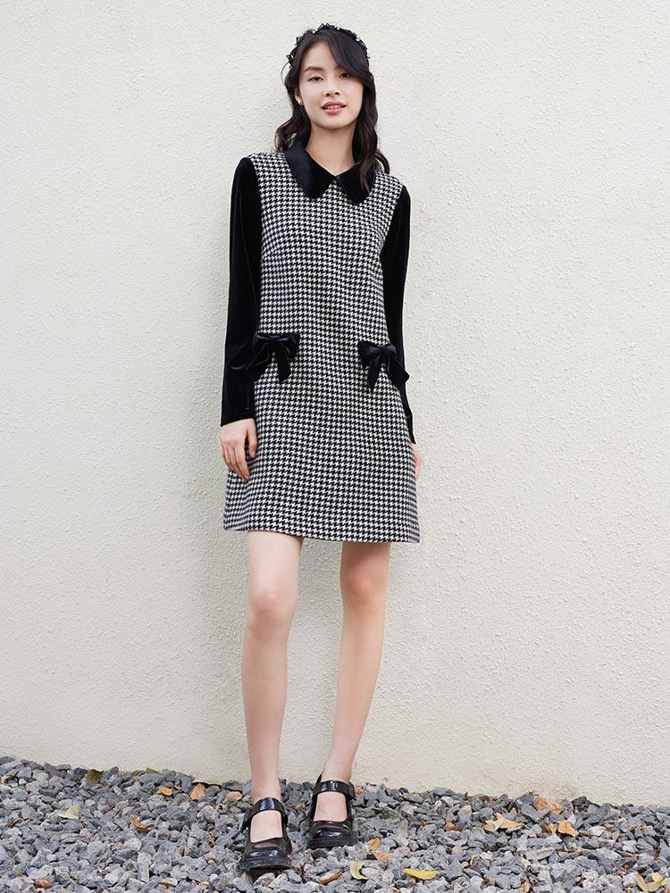 Robe 100% Laine pied de poule 