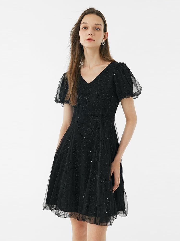 Figurbetontes A-Linien-Kleid mit Pailletten 