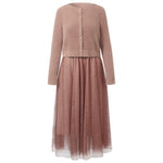 Tulle Patchwork Vest Dress And Cardigan Two-Piece Set GOELIA