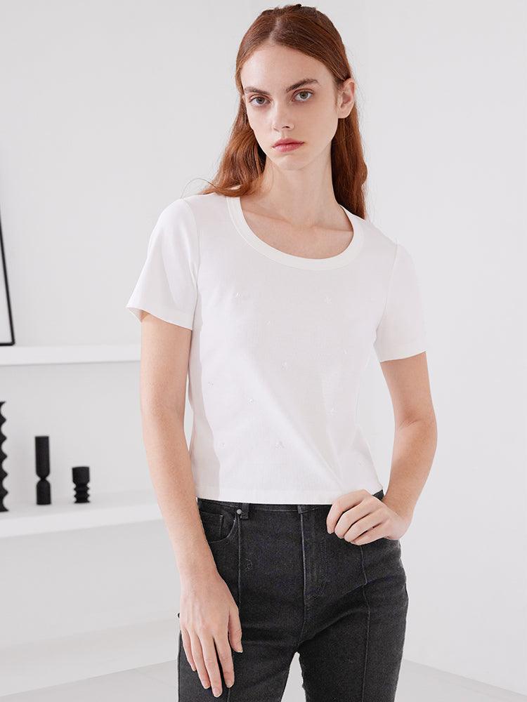 Hand-Make Bead Slim T-shirt GOELIA