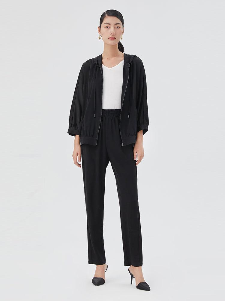 Black Smoothy Triacetate Coat GOELIA