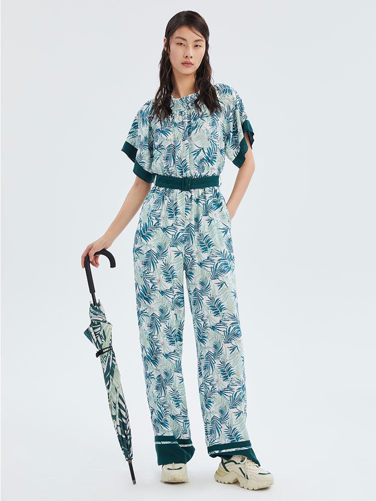 One-Shoulder Floral Print Jumpsuit GOELIA