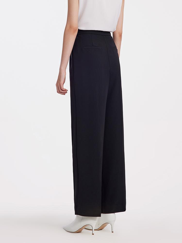 Black Straight Full Length Pants GOELIA