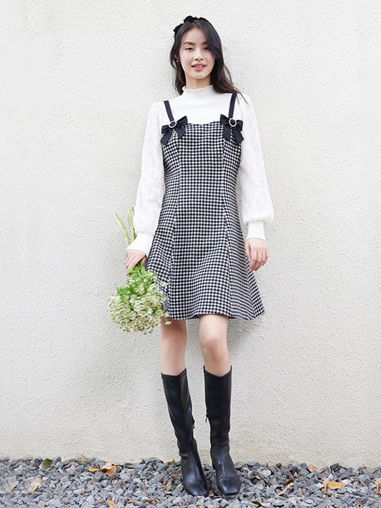 Houndstooth Coat Slip Dress GOELIA