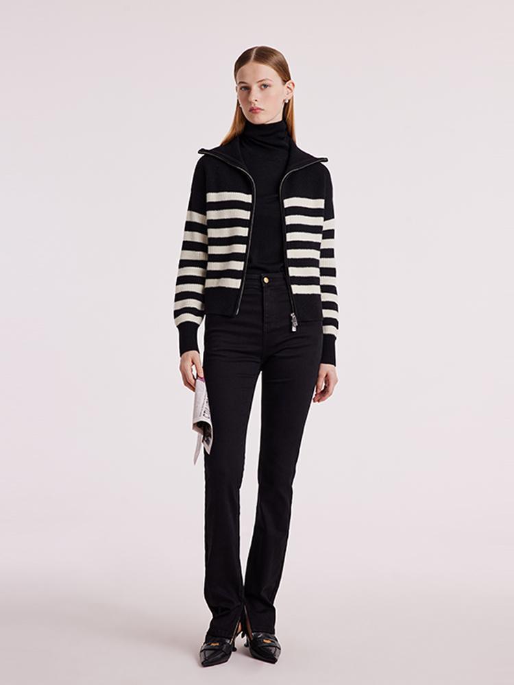 Woolen Knitted Stripe Cardigan GOELIA